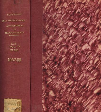 Contributi dell'Osservatorio astronomico di Milano-Merate. Nuova serie, vol.IV, fasc.n.111-150 - copertina