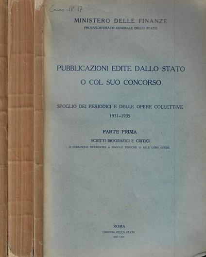 Pubblicazioni edite dallo Stato o col suo concorso. Catalogo generale+Supplemento 1931-1935 e aggiunte al periodo anteriore - copertina