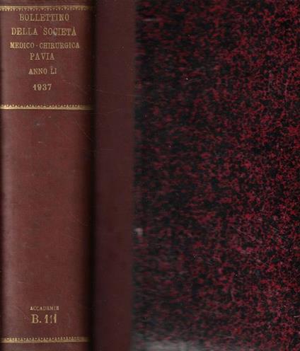 Bollettino della Società Medico-Chirurgica- Pavia Anno 1937 - copertina