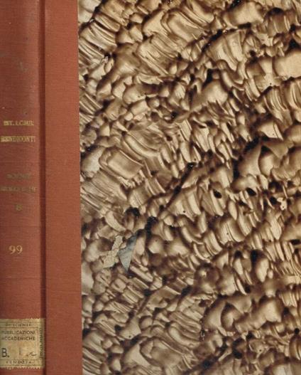 Istituto lombardo accademia di scienze e lettere. Rendiconti. Scienze biologiche e mediche B. vol.99 - copertina