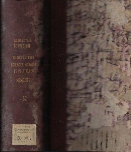 Academie Royale de Belgique- Classe des lettres Tomo LXII (miscellanea) - copertina