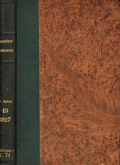 Archivio giuridico Filippo Serafini. Quarta serie, vol.XIII - copertina