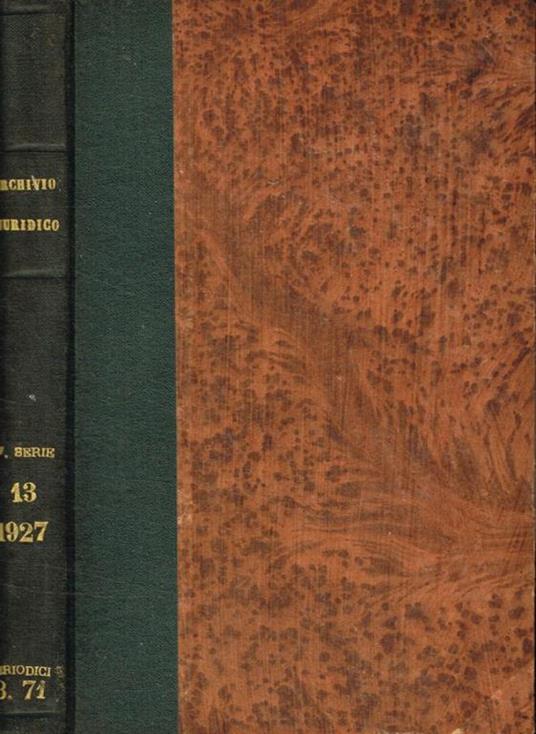 Archivio giuridico Filippo Serafini. Quarta serie, vol.XIII - copertina