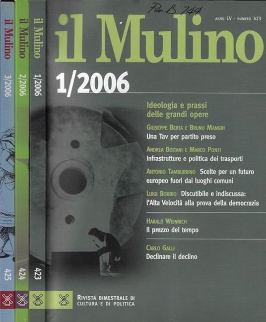 Il mulino N. 1, 2, 3 2006 Edmondo Berselli, direttore - copertina