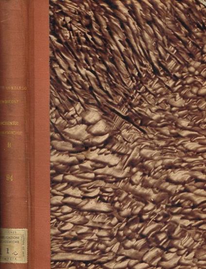Istituto lombardo accademia di scienze e lettere. Rendiconti scienze biologiche e mediche B. Vol.94 - copertina