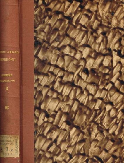 Istituto lombardo accademia di scienze e lettere. Rendiconti scienze biologiche e mediche B. Vol. 98 - copertina