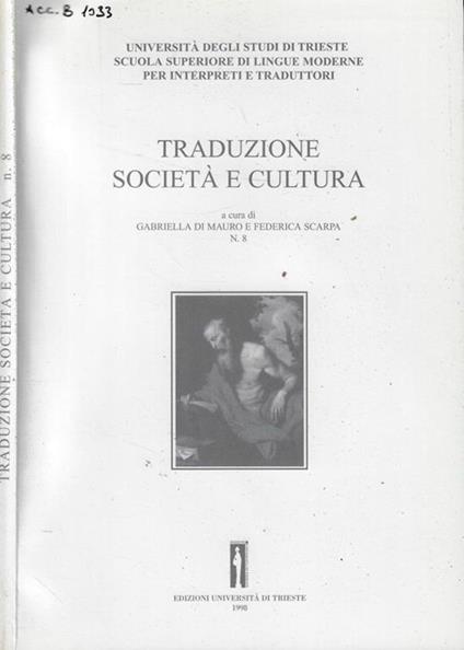 Tradizione, società e cultura n. 8 Anno 1998 Gabriella Di Mauro- Federica Scarpa, a cura di - copertina