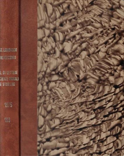 Rendiconti Classe di Lettere e Scienze Morali e Storiche Fas. I-II Anno 1975 - copertina