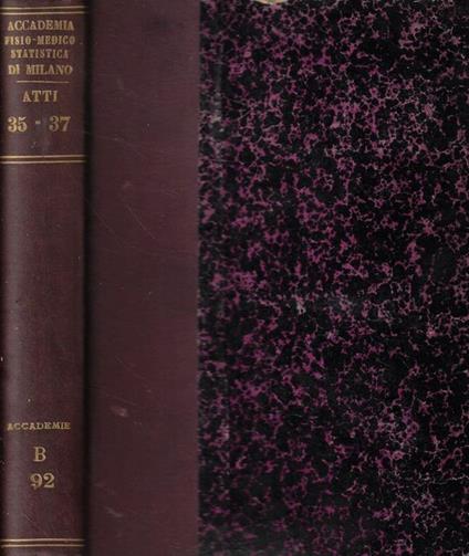 Atti della Accademia Fisio-Medico-Statistica di Milano Anno 1879-1880-1881 - copertina