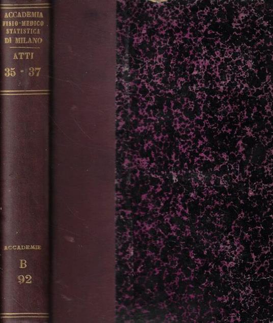 Atti della Accademia Fisio-Medico-Statistica di Milano Anno 1879-1880-1881 - copertina