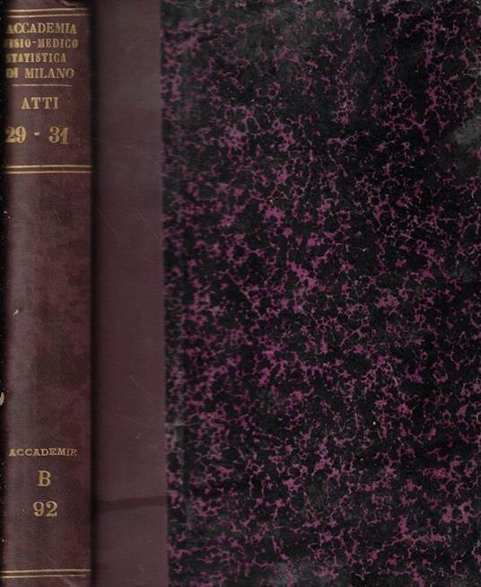 Atti della Accademia Fisio-Medico-Statistica di Milano Anno 1873-1874-1875 - copertina