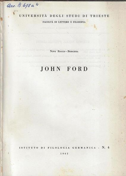 John Ford Niny Rocco-Bergera - copertina