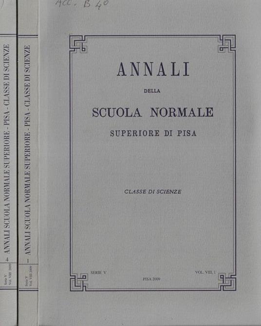Annali della scuola normale superiore di Pisa serie V Vol. VIII N. 1, 4 - copertina
