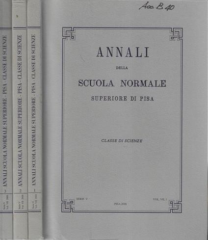 Annali della scuola normale superiore di Pisa serie V Vol. VII N. 1, 2, 3 Giuseppe Tomassini, direttore - copertina
