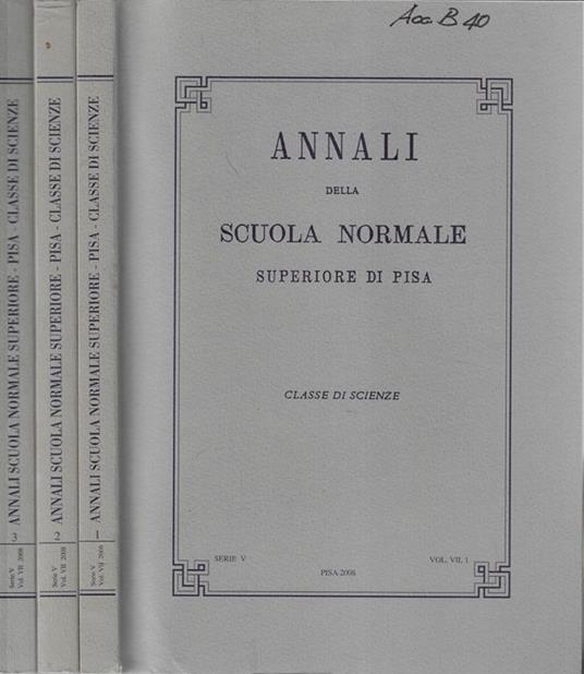 Annali della scuola normale superiore di Pisa serie V Vol. VII N. 1, 2, 3 Giuseppe Tomassini, direttore - copertina