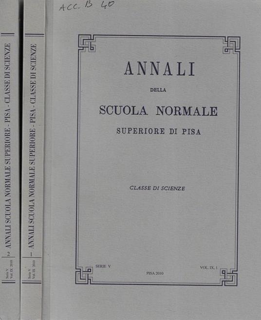 Annali della scuola normale superiore di Pisa serie V Vol. IX N. 1, 2 Giuseppe Tomassini, direttore - copertina