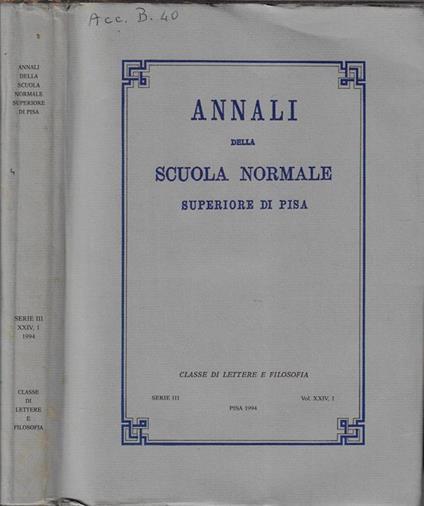 Annali della scuola normale superiore di Pisa serie III Vol. XXIV N. 1 - copertina