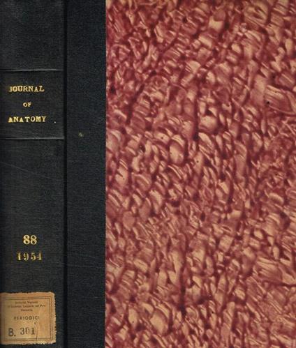 Journal of anatomy. Originally the journal of anatomy and physiology. Vol.88, january-october 1954 J.D. Boyd, W.J. Hamilton, diretto da - copertina