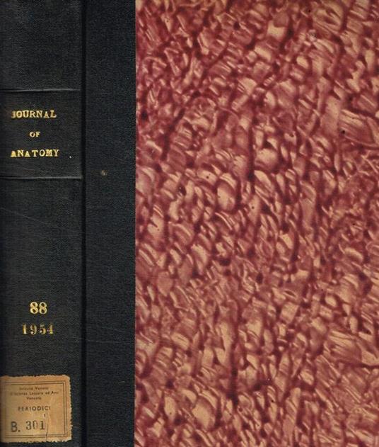 Journal of anatomy. Originally the journal of anatomy and physiology. Vol.88, january-october 1954 J.D. Boyd, W.J. Hamilton, diretto da - copertina