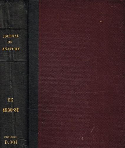 Journal of anatomy. Originally the journal of anatomy and physiology. Vol.LXV, october 1930-july 1931 - copertina