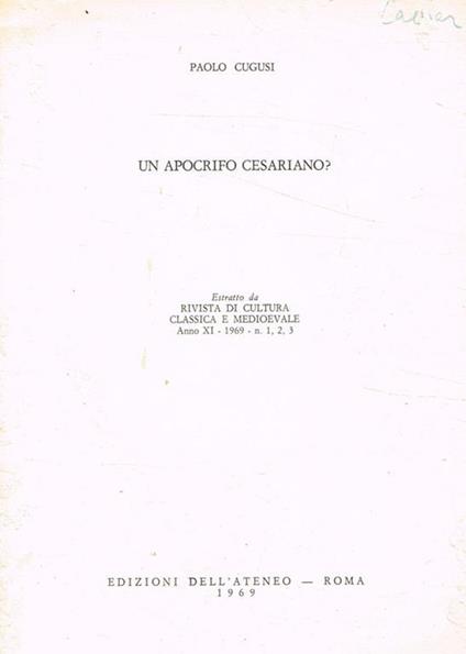 Un apocrifo cesariano? - Paolo Cugusi - copertina