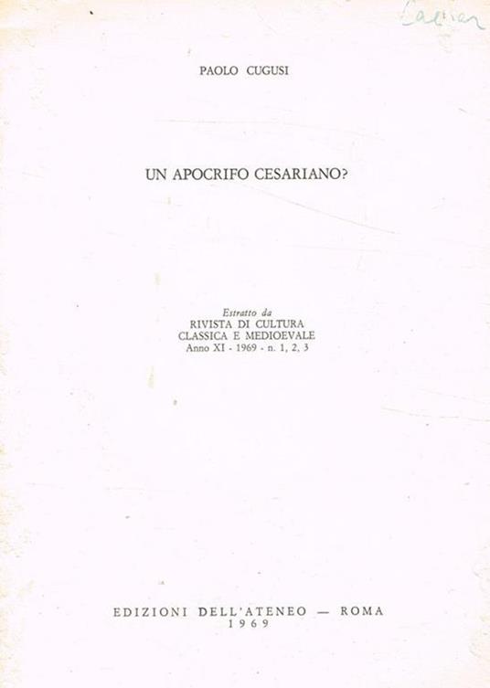 Un apocrifo cesariano? - Paolo Cugusi - copertina