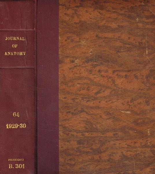 Journal of anatomy originally the journal of anatomy and physiology. Vol.LXIV, october 1929-july 1930 - copertina