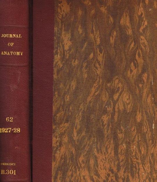 Journal of anatomy originally the journal of anatomy and physiology. Vol.LXII, october 1927-july 1928 - copertina