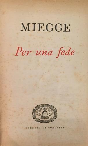 Per una fede - Giovanni Miegge - copertina