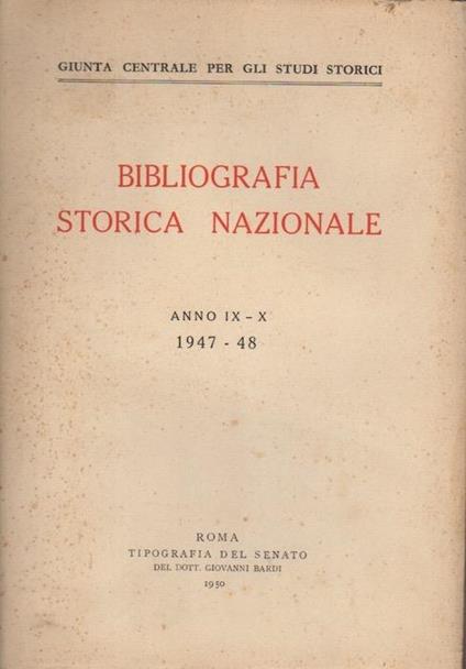 Bibliografia storica nazionale: anno IX-X (1947-48 ) - copertina