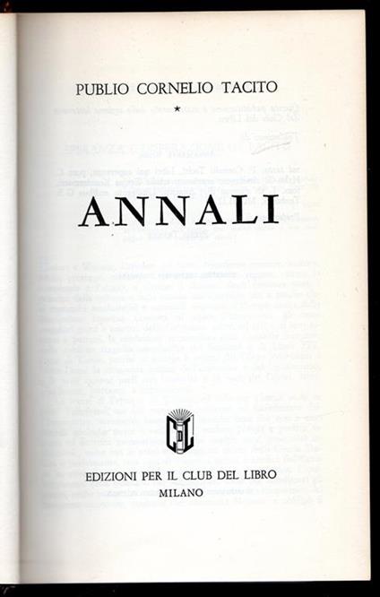 Annali - Publio Cornelio Tacito - copertina