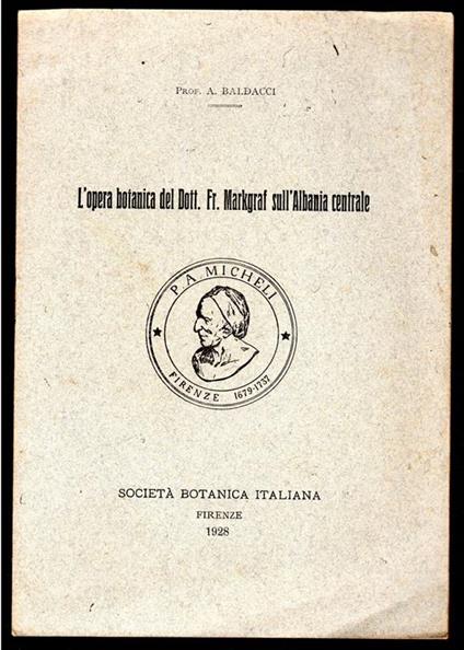 L' opera botanica del Dott. Fr. Markgraf sull'Albania centrale - copertina