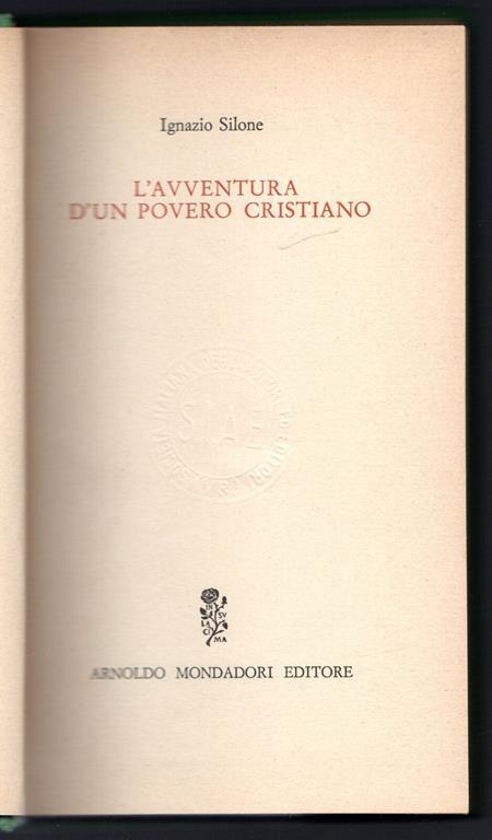 L' avventura d'un povero cristiano - Ignazio Silone - copertina