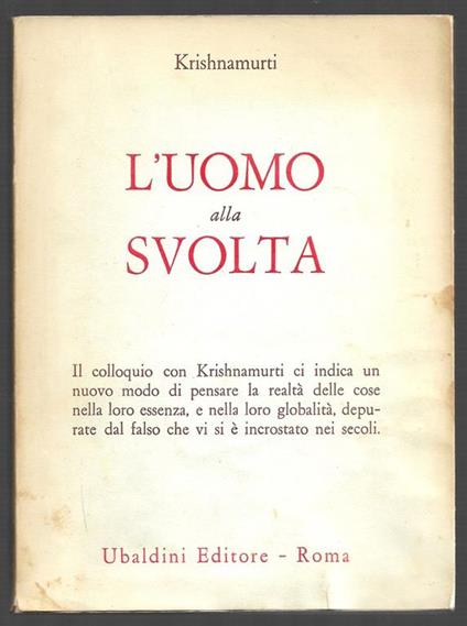 L' uomo alla svolta - Jiddu Krishnamurti - copertina