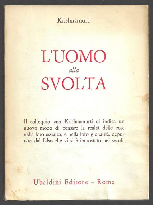 L' uomo alla svolta - Jiddu Krishnamurti - copertina