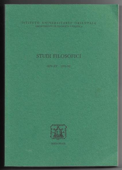 Studi filosofici XIV-XV 1991-92 - copertina