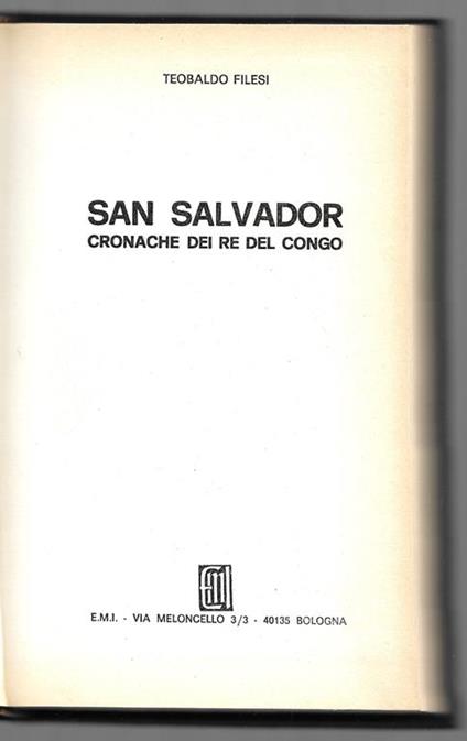 San Salvador - Cronache dei Re del Congo - Teobaldo Filesi - copertina