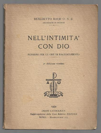 Nell'intimità con Dio - Pensieri per le ore di raccoglimento - copertina