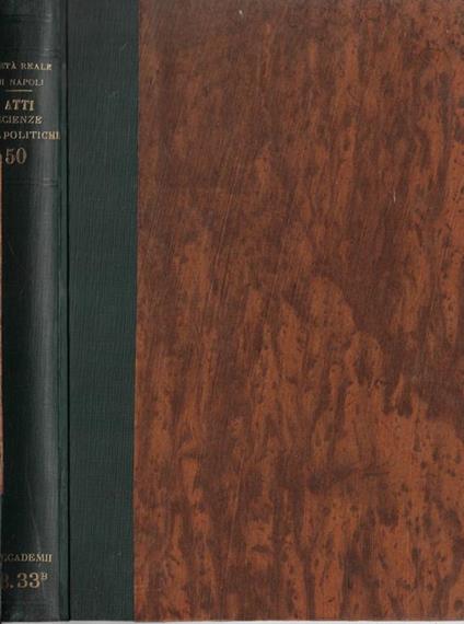 Atti della Reale Accademia di scienze morali e politiche Volume L - copertina