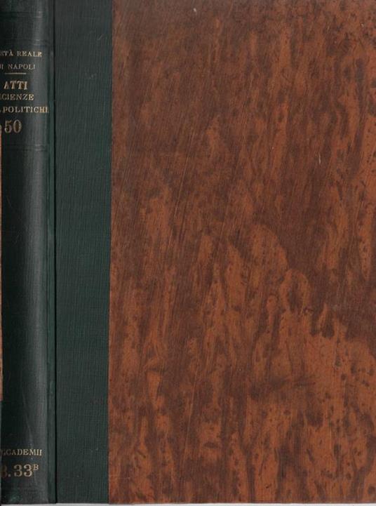Atti della Reale Accademia di scienze morali e politiche Volume L - copertina