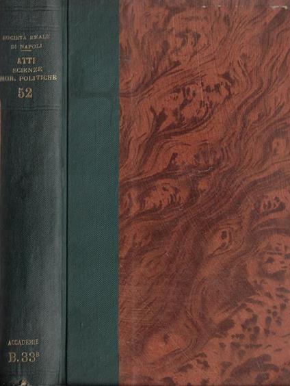 Atti della Reale Accademia di scienze morali e politiche Volume LII - copertina