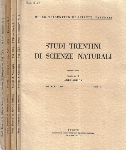 Studi trentini di scienze naturali Nuova serie Vol. XLV 1968 Fasc. 1, 2 serie A Fasc. 1, 2 serie B - copertina