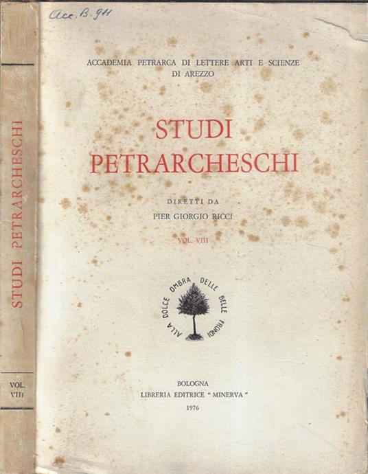 Studi petrarcheschi Vol. VIII 1976 - copertina