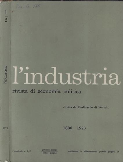 L' industria anno 1973 N. 1/2 - copertina