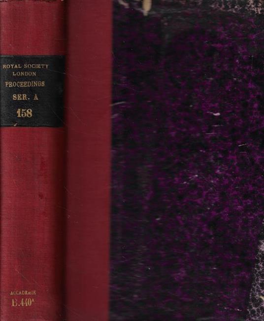 Proceedings of the Royal Society Serie A Vol. 158 Anno 1937 - copertina