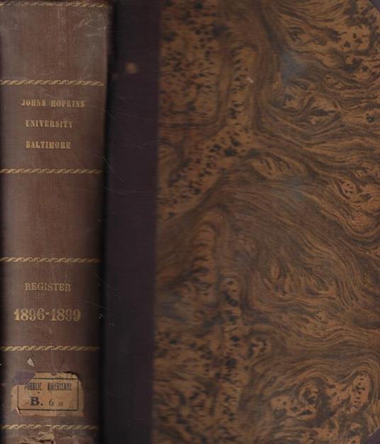 The Johns Hopkins University of Baltimore Register for 1896-1899 - copertina