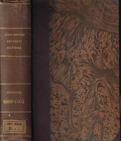 The Johns Hopkins University of Baltimore Register for 1899-1902 - copertina