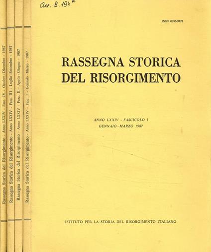 Rassegna storica del risorgimento anno LXXIV, 1987 - copertina