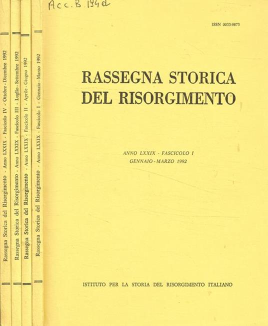 Rassegna storica del risorgimento. Anno LXXIX, 1992 - copertina