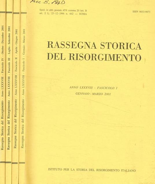 Rassegna storica del risorgimento anno LXXXVIII, 2001 - copertina